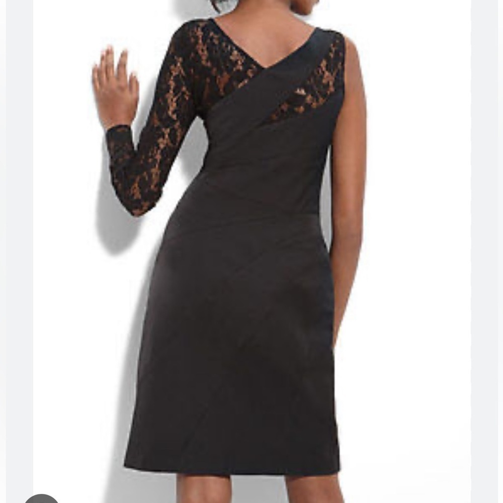 Suzi Chin for Maggy‎ boutique Sz 8 Black one lace sleeve cocktail dress